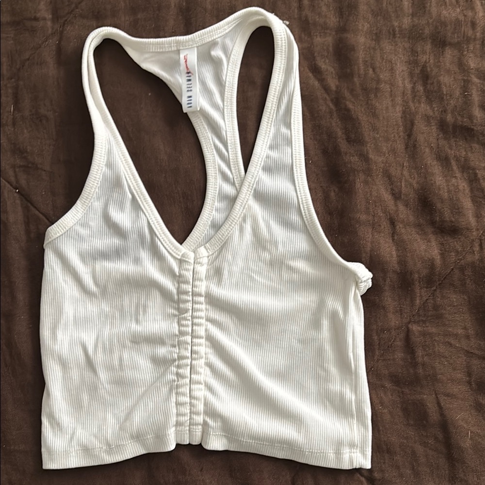 Adam selman White Ribbed Tank Top